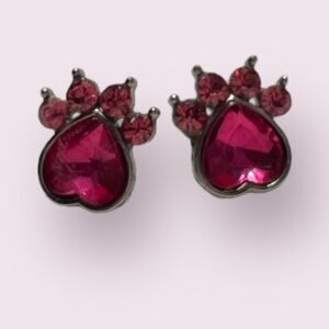 Hot Pink Paw Print Stud Earrings